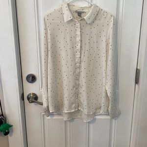 Offwhite heart pattern long sleeve blouse